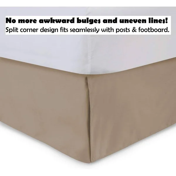 Harmony Lane Classic Tailored Bed Skirt with 18 Drop - King, Bone
