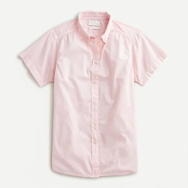 J.Crew Womens Classic-Fit Short-Sleeve Lightweight Cotton Poplin Shirt (Size 00)