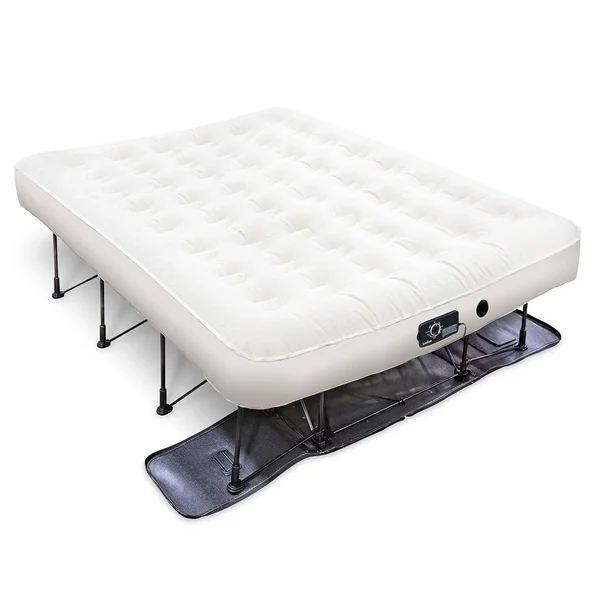 Ivation EZ-Bed (Queen) Air Mattress with Frame & Rolling Case, Self Inflatable, Blow Up Bed Auto Shut-Off, Comfortable