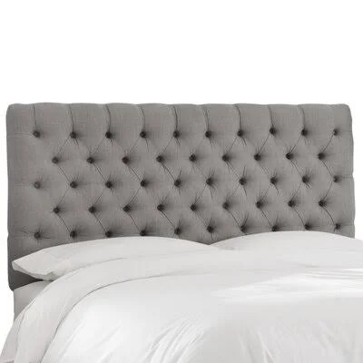 Tufted Upholstered Panel Headboard Wayfair Custom Upholstery Size: California King - Upholstery: Linen Gray