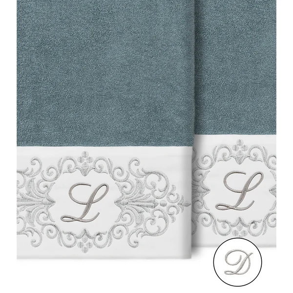 Linum Home Textiles 100% Turkish Cotton Monica 2pc Embellished Bath Towel Set - Size: 27 inch x 54 inch, White