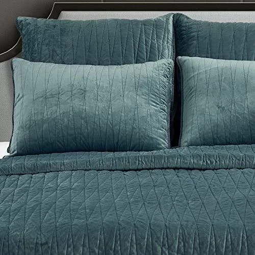 Velvet Quilt Set by Brielle Seafoam - Size King