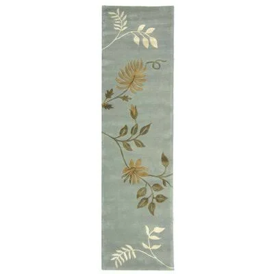 Runner 2&6x22 x 10& Light Blue Floral Handmade Technique Armstrong Area Rug