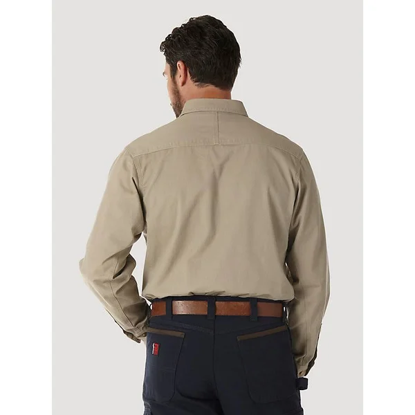 Wrangler Men's Riggs Workwear Twill Work Shirt (4XL Tall Khaki)