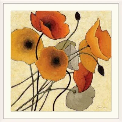 &Pumpkin Poppies II& by Shirley Novak Painting Print Winston Porter Size: 38x22 H x 38x22 W x 1x22 D, Format: White Framed
