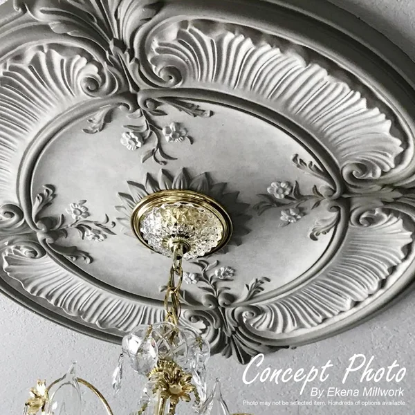 26 1/2 inchod x 3 5/8 inchid x 1 1/2 inchp Jefferson Ceiling Medallion (Fits Canopies Up to 5 inch) - Hand-Painted Black Pearl