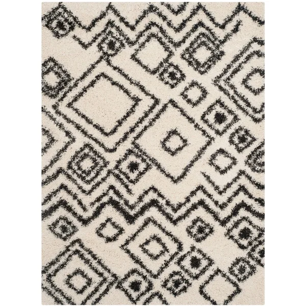 Safavieh Belize Shag SGB488B 8&6x22 x 12&0x22 Ivory, Charcoal Area Rug