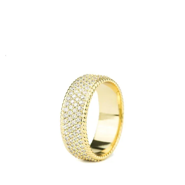 Diamond 4-Row Rope Ring 5, Gold