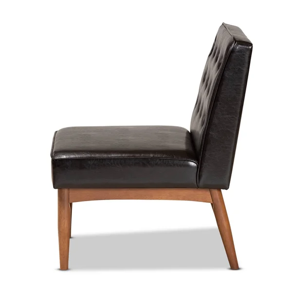 Baxton Studio Riordan Mid-Century Modern Dark Brown Faux Leather Upholstered and Walnut Brown Finished Wood Dining Chair