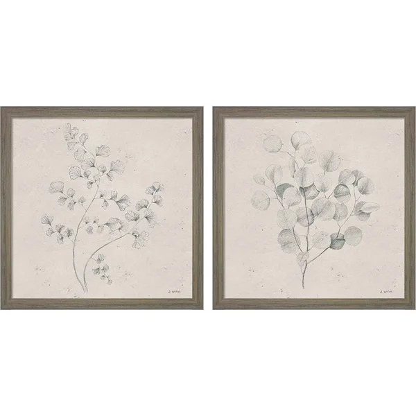 Great Art Now Soft Summer sketches by James Wiens, 2 Piece Framed Art Set Each 13 inchw x 13 inchh, Size: 13 x 13, Gray