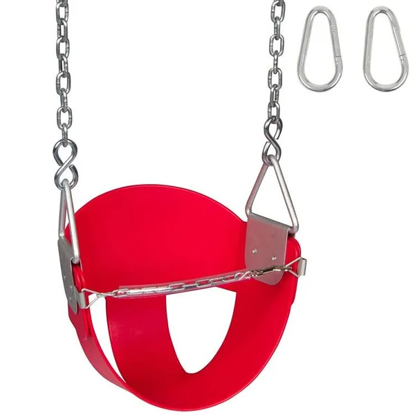 Swing Set Stuff Highback Bucket Seat (Red) with Chains and Hooks and SSS Logo Sticker