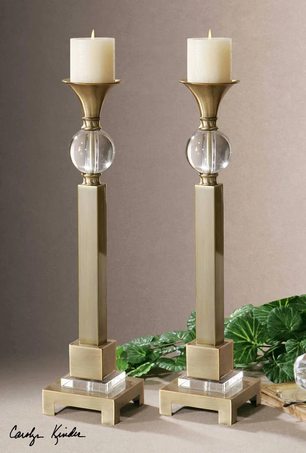 Uttermost Euron Coffee Bronze Candleholders Set of 2