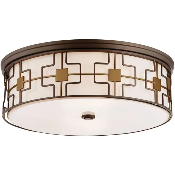 Minka Lavery 20-in Dark Brushed Bronze with Aged Brass LED Flush Mount Light - 1846-104-L