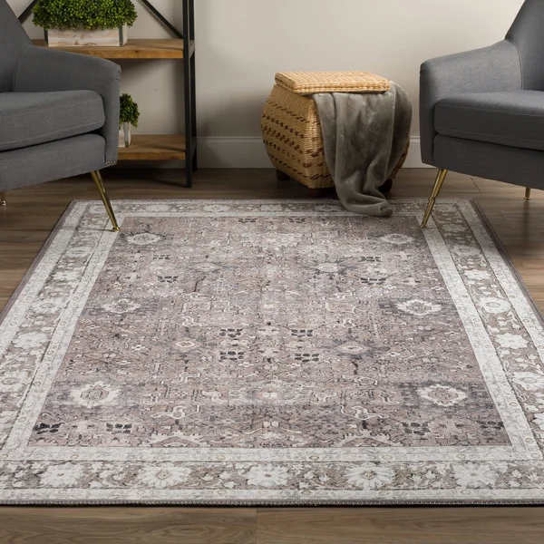 Addison Rugs Kensington 5& x 7&7x22 Fabric Non-Skid Area Rug in Paprika Blue