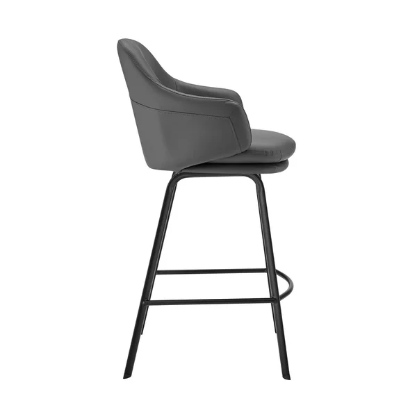 30x22 Brigden Swivel Counter Height Barstool with Gray Faux Leather Black Metal - Armen Living