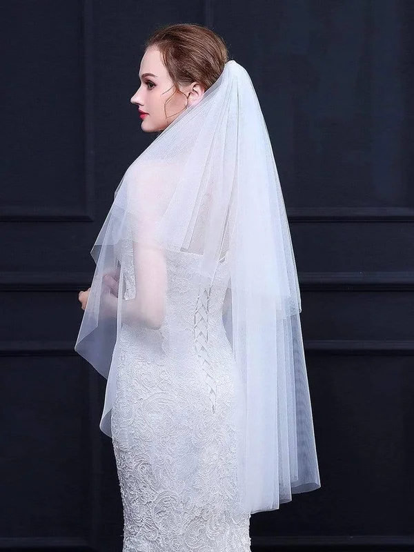 Ever-pretty White Ruffle Off Shoulder High Split Elopement Dress for Beach Wedding Adult Female Polyester