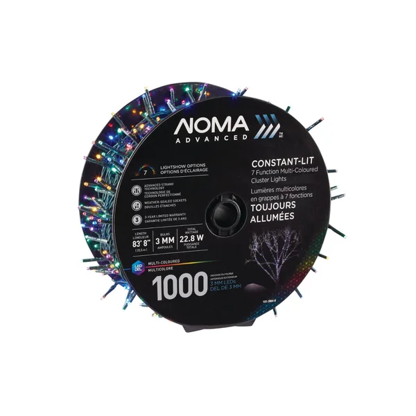Noma LED Advanced Cluster Christmas Lights, Indoor & Outdoor String Lights with 7 Modes, 1000 Multi-Color Bulbs, 83.75 ft