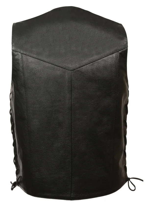 Event Leather-el5397-men's Side Lace Biker Vest w/ Gun Pocket - Black - 3X-Large