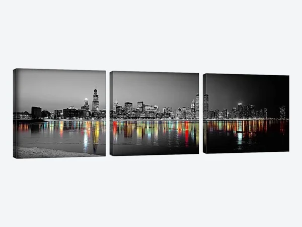 iCanvas &Color Pop Reflection in Lake Michigan&& by Panoramic Images (12x22 x 36x22 x 0.75x22 (3pc) - Includes Hardware), Blue