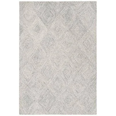 Cardella Geometric Handmade Tufted Wool Silver Area Rug Wrought Studio Rug Size: Rectangle 5' x 8'