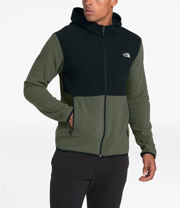 The North Face Men's TKA Glacier Full Zip Hoodie New Taupe Green, TNF Black M