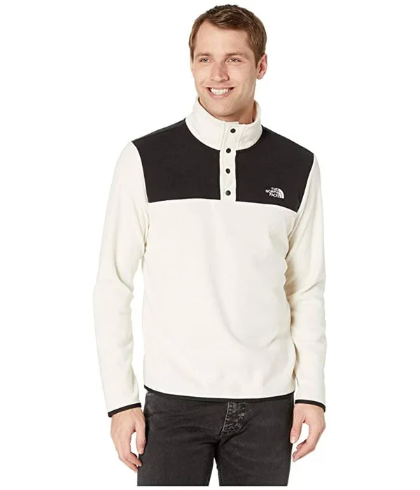 The North Face Men's TKA Glacier Snap-Neck Pullover - XL - Vintage White - TNF Black