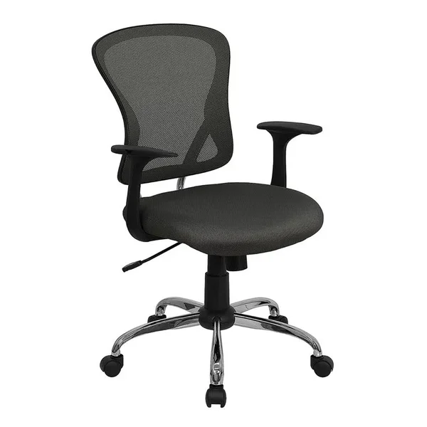 Mid-Back Dark Gray Mesh Office Chair with Chrome Finished Base
