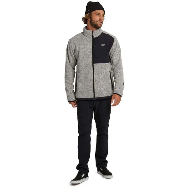 Burton Men's Hayrider Sweater Full-Zip Fleece, Gray Heather, L