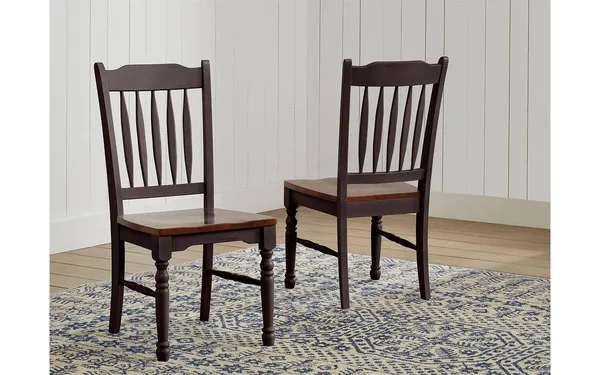 A-America British Isles Slatback Side Chair - Oak-Black Finish, Set of 2