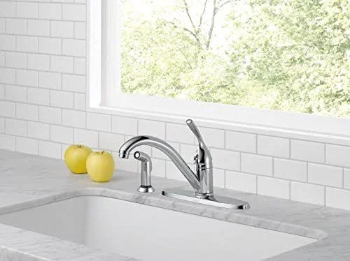 Delta 400-DST Classic Single-Handle Kitchen Faucet with Matching Side Sprayer, Chrome