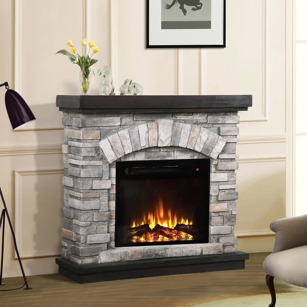 Festivo 36 in. Freestanding Electric Fireplace in Gray