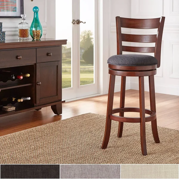 Verona Linen Ladder-back Swivel 29-inch High Back Bar Stool by iNSPIRE Q Classic (Grey)