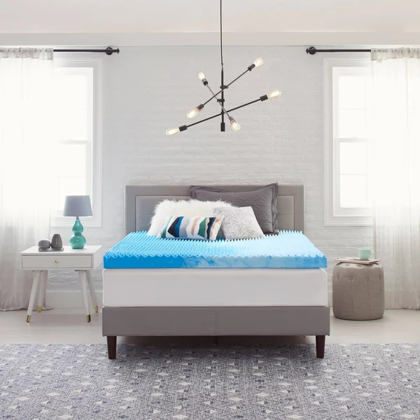 Comfort Revolution 4x22 Reversible Convoluted Memory Foam Mattress Topper, California King - Blue