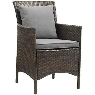 Ergode Conduit Outdoor Patio Wicker Rattan Dining Armchair - Brown Gray