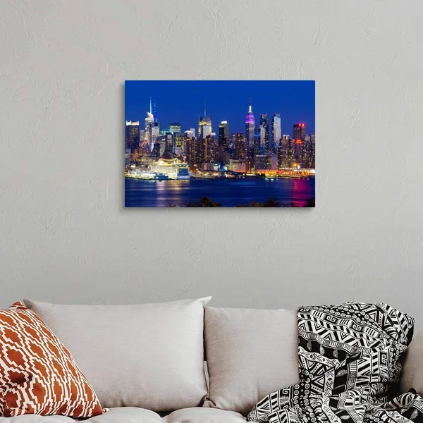 New York - Manhattan, Midtown Skyline Across The Hudson River, Large Solid-Faced Canvas Wall Art Print, Great Big Canvas