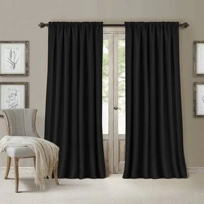 Ardmore Solid Blackout Single Curtain Panel Astoria Grand Curtain Color: Black, Size per Panel: 52x22 W x 95x22 L