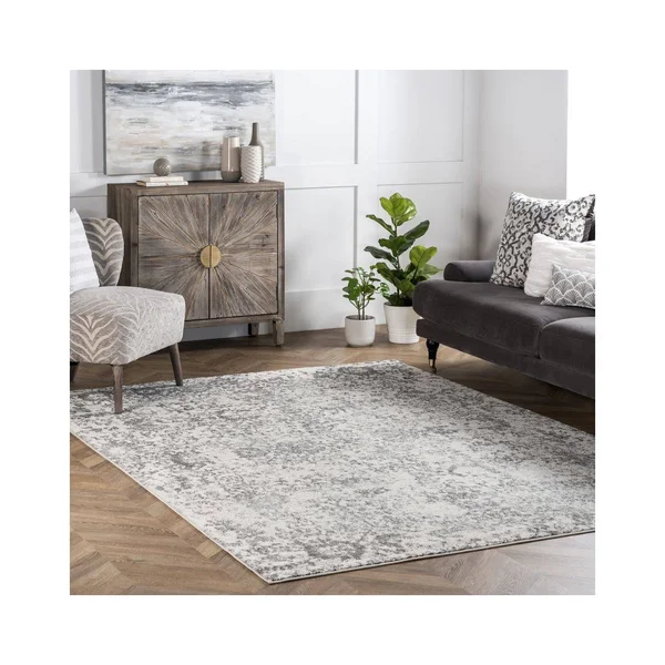 nuLOOM Floral Damask Nubia Gray 9& 10x22 x 14& Area Rug
