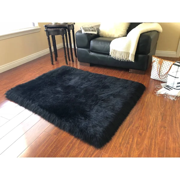 Silver Orchid Nansen Luxurious Faux Sheepskin Square Shape Shag Area Rug - 12& x 12& Square - Brown