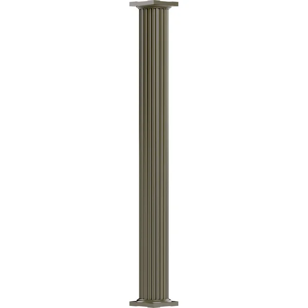 8x22 x 9& Endura-Aluminum Column - Round Shaft (FOR Post Wrap Installation), Non-Tapered, Fluted, Clay Finish w/ Capital & Ba