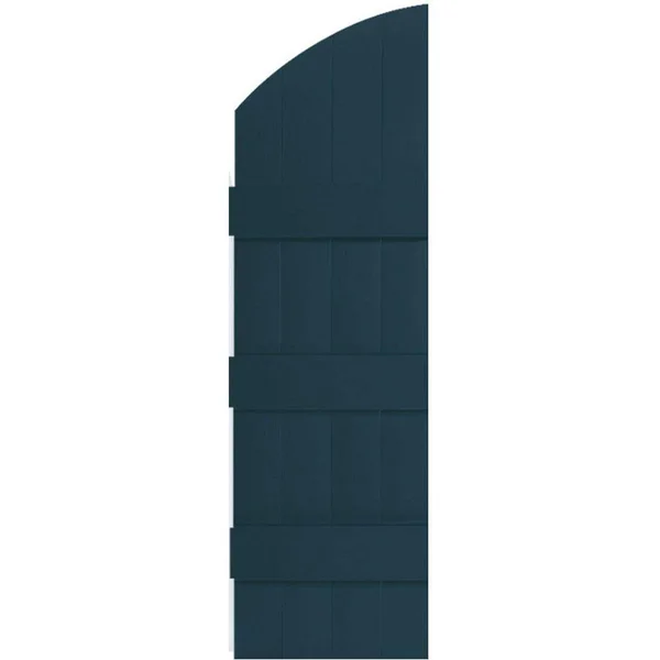 14 inchw x 76 inchh (69 inch Low Side) Lifetime Vinyl, Custom Four Board Joined w/ Archtop (3 Batten), Board-n-Batten Shutters