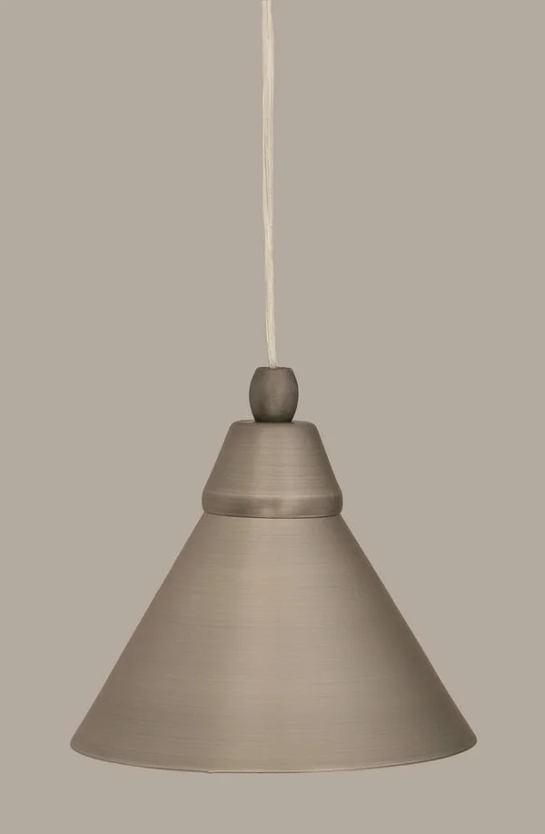 Toltec Lighting-22-BN-421-One Light Cord Mini-Pendant Brushed Nickel Finish with Brushed Nickel Cone Metal Shade