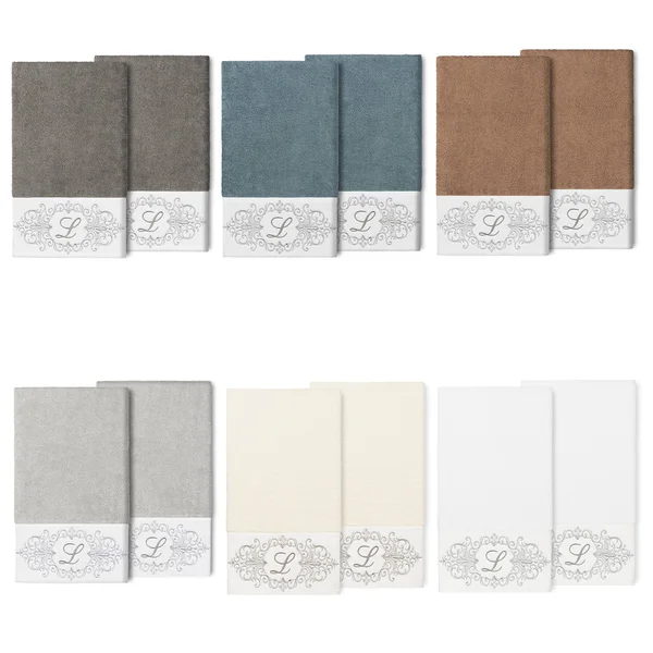 Linum Home Textiles 100% Turkish Cotton Monica 2pc Embellished Bath Towel Set - Size: 27 inch x 54 inch, White