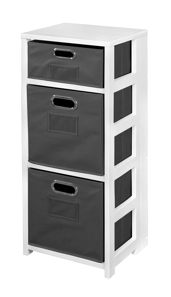 Flip Flop 34x22 Square Folding Bookcase with Folding Fabric Bins Cherry - Teal