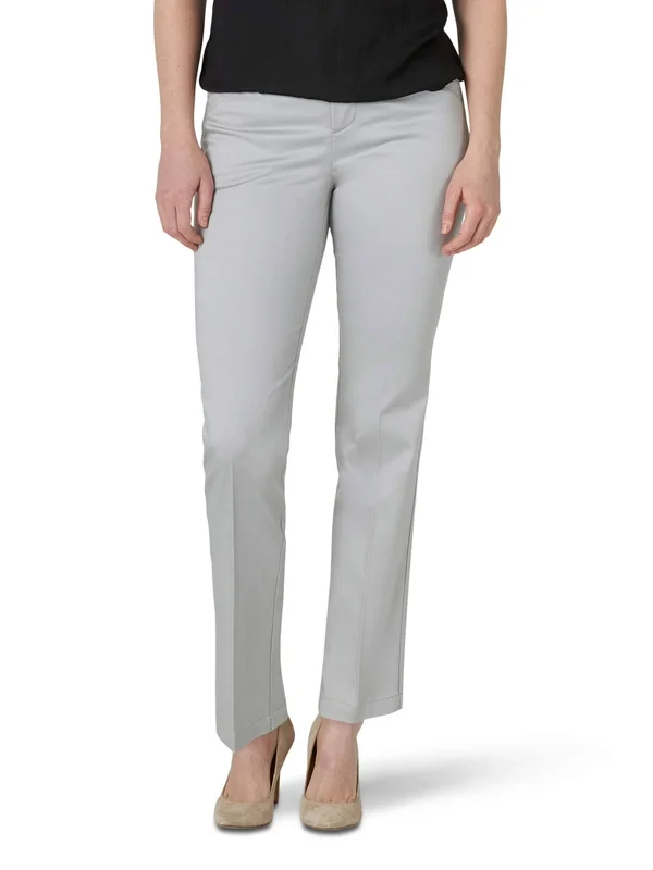 Women's Lee Flex Motion Straight-leg Pants - Size: 6 Regular, Grey
