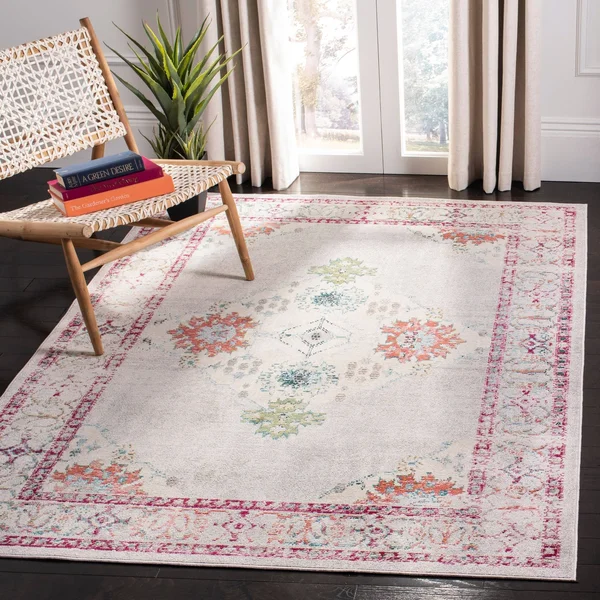 Safavieh Crystal Rug Collection CRS522K - Cream, Turquoise - 5& x 8&