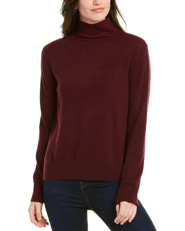 Vince Step Hem Wool & Cashmere-Blend Turtleneck Small, Red