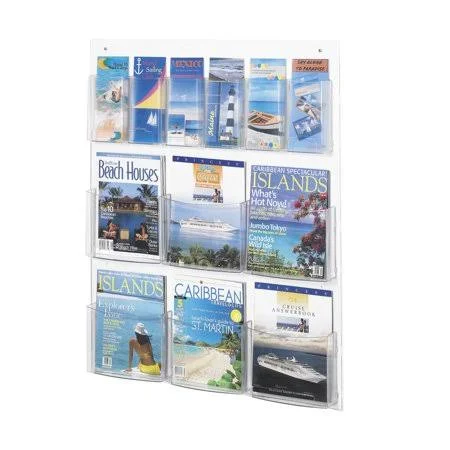 Safco 5668CL Clear Magazine Racks Clear2c 6 Magazine and 6 Pamphlet Display, Size: 28網 x 3 inchd x 23紿