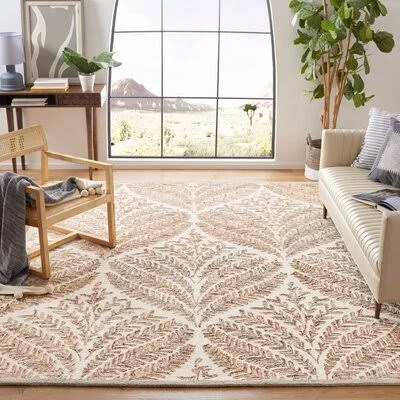 Andresky Ikat Handmade Tufted Wool Ivory/Brown Area Rug Winston Porter Rug Size: Rectangle 10& x 14&