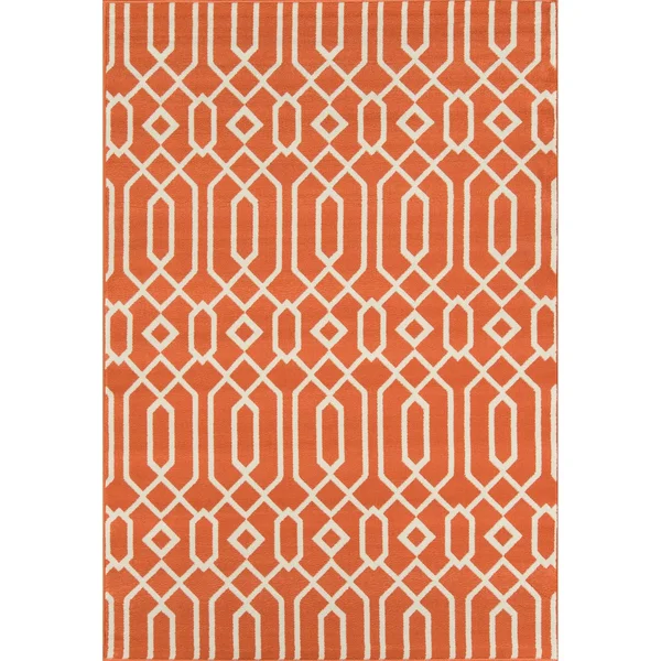 Misquamicut Blue Indoor/ Outdoor Area Rug by Havenside Home - 6&7x22 x 9&6x22 - Orange