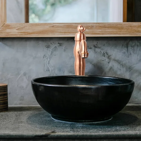 Copper Bathroom Vessel Sink Faucet, Single Handle One Hole Commercial Basin Mix